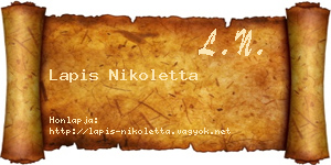 Lapis Nikoletta névjegykártya